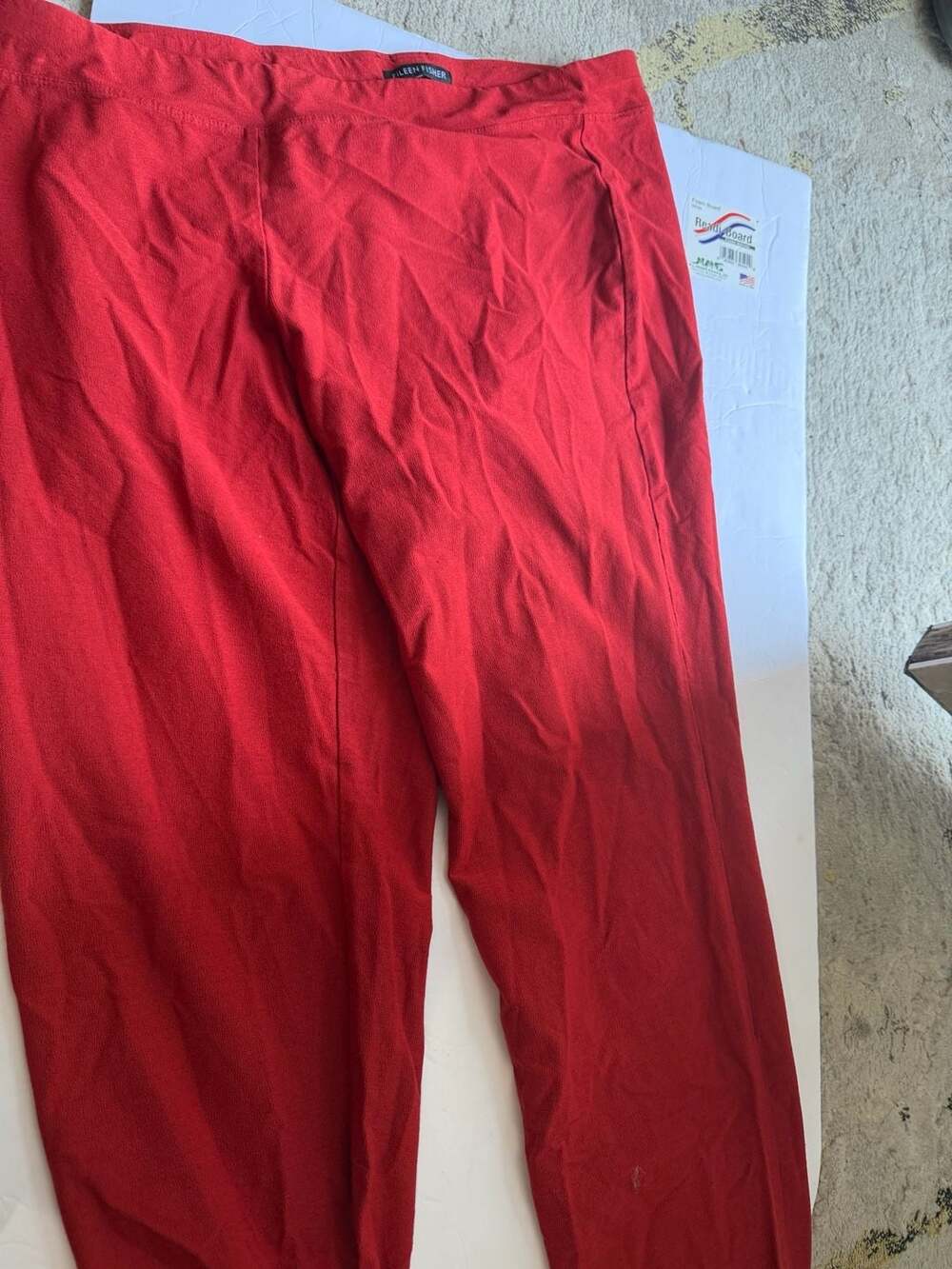 Eileen Fisher Red Jersey Knit Pull-On Straight Leg Pants